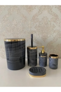 5 Parça Mermer Desen Banyo Seti